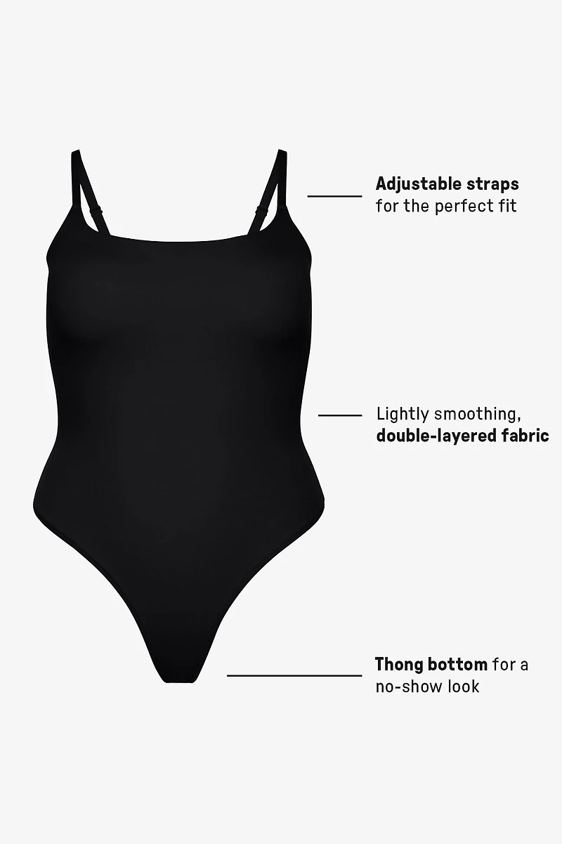 Snug Cotton Strappy Thong Bodysuit
