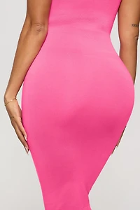 Smooth As Hell Shaping High Neck Midi Dress