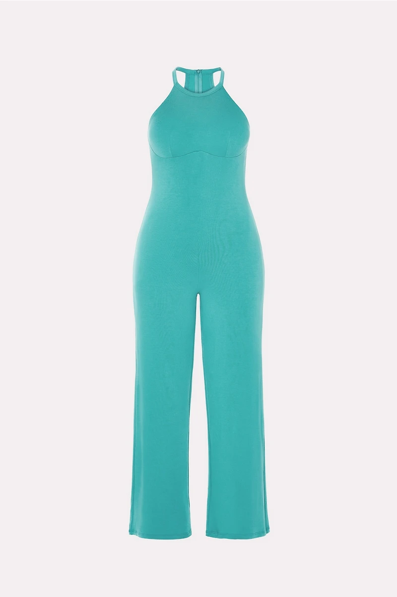Smooth As Hell Mock Neck Halter Jumpsuit
