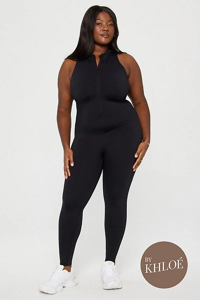 Seamless Scrunch Zip Front Jumpsuit