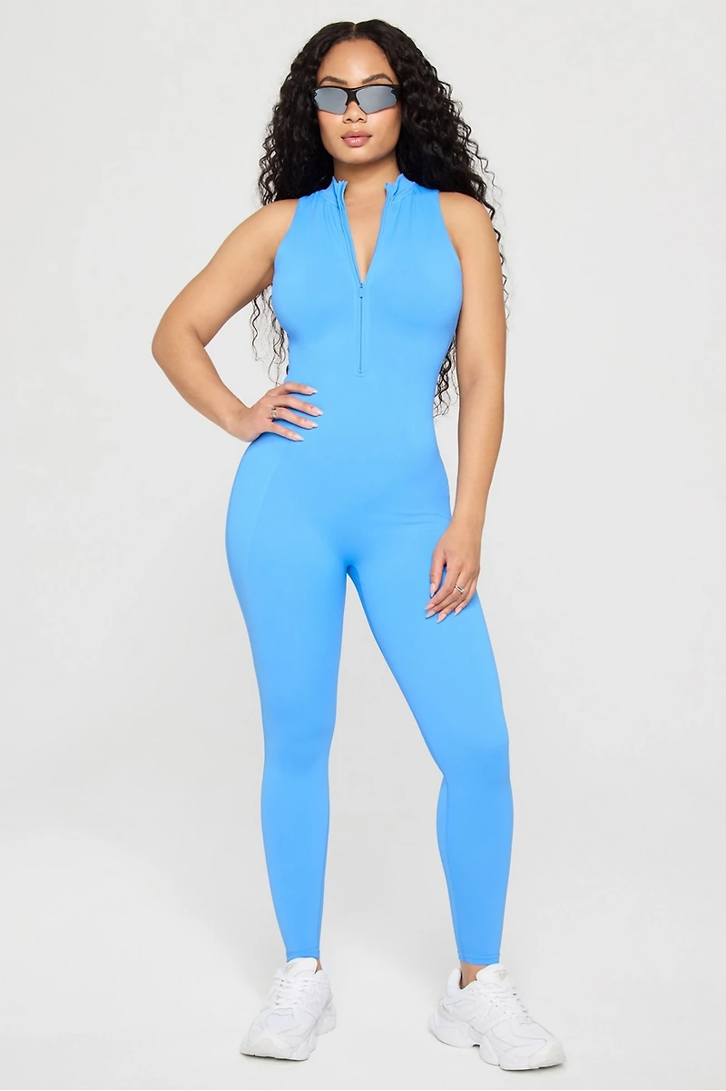 Seamless Scrunch Zip Front Jumpsuit