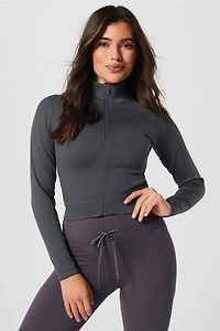 Cropped Seamless Rib Full-Zip
