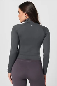 Cropped Seamless Rib Full-Zip