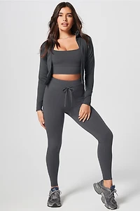 Cropped Seamless Rib Full-Zip