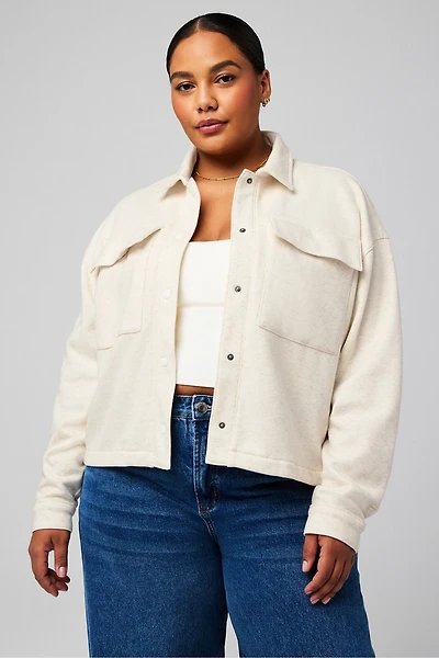 Cozy Fleece Cropped Shirt Jacket