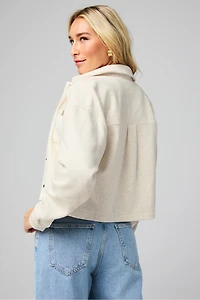 Cozy Fleece Cropped Shirt Jacket