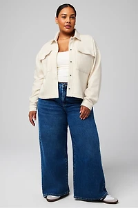 Cozy Fleece Cropped Shirt Jacket