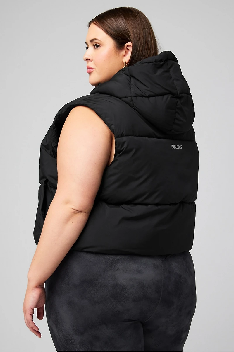 Essential Cropped Hooded Puffer Vest