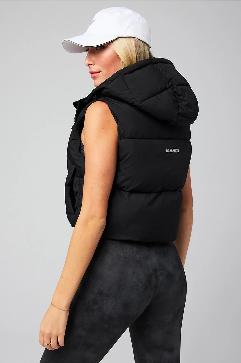 Essential Cropped Hooded Puffer Vest