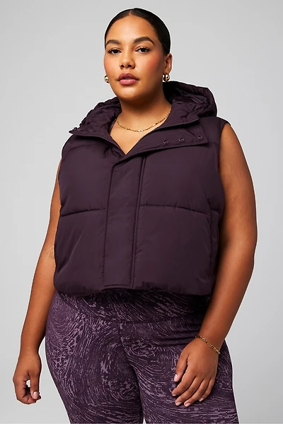 Essential Cropped Hooded Puffer Vest