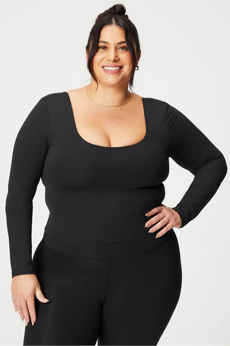 Oasis Twist Built-In Bra Long-Sleeve Top