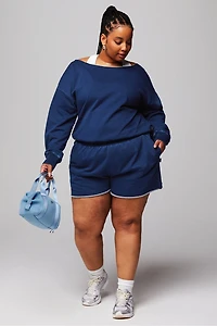 Terry Off Shoulder Sweatshirt
