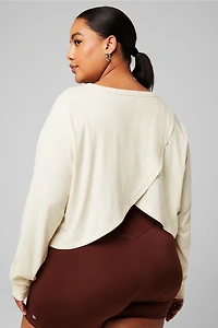 100% Cotton Cropped Boxy Long-Sleeve