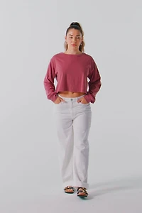 100% Cotton Cropped Boxy Long-Sleeve