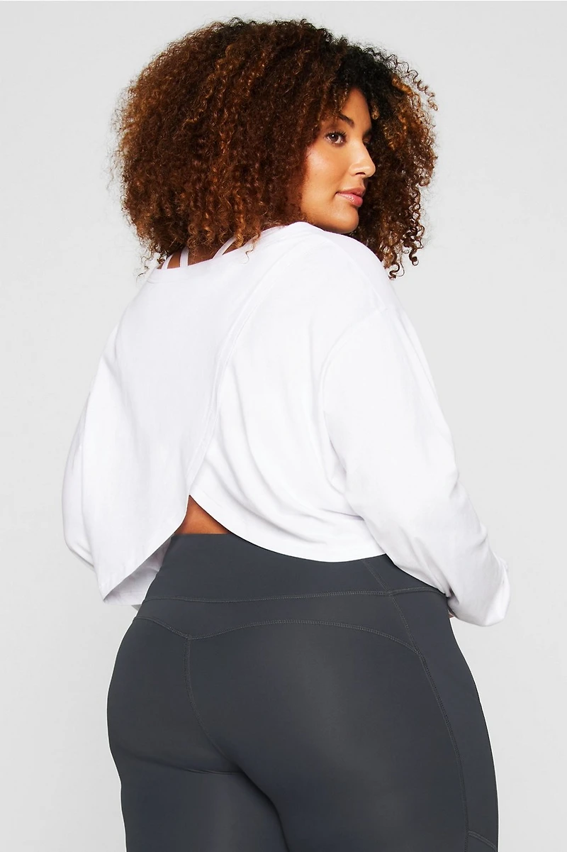 100% Cotton Cropped Boxy Long-Sleeve