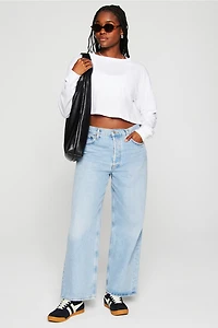100% Cotton Cropped Boxy Long-Sleeve