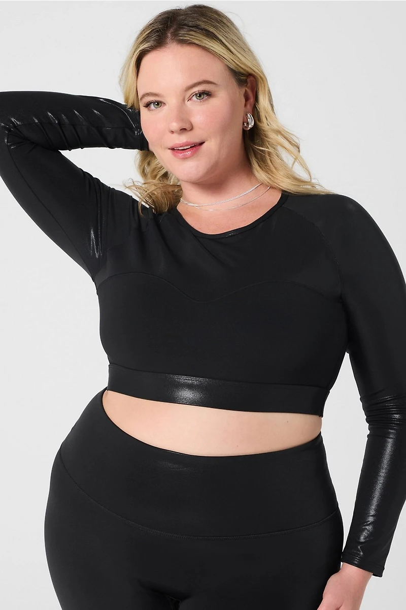 Built-In Bra Long-Sleeve Crop Top