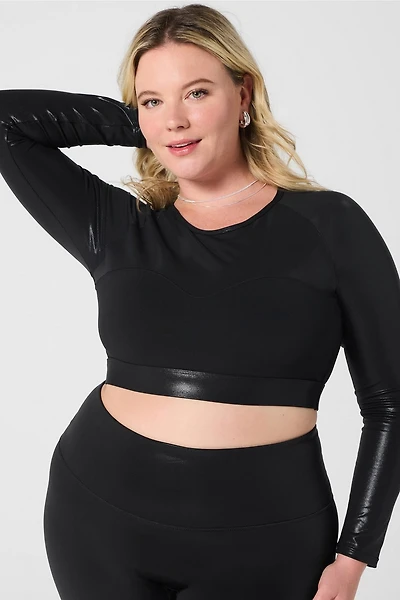 Built-In Bra Long-Sleeve Crop Top