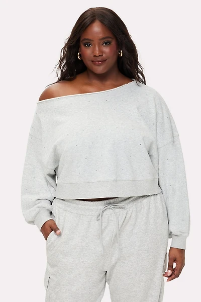 Bling Thing Off-The-Shoulder Sweatshirt