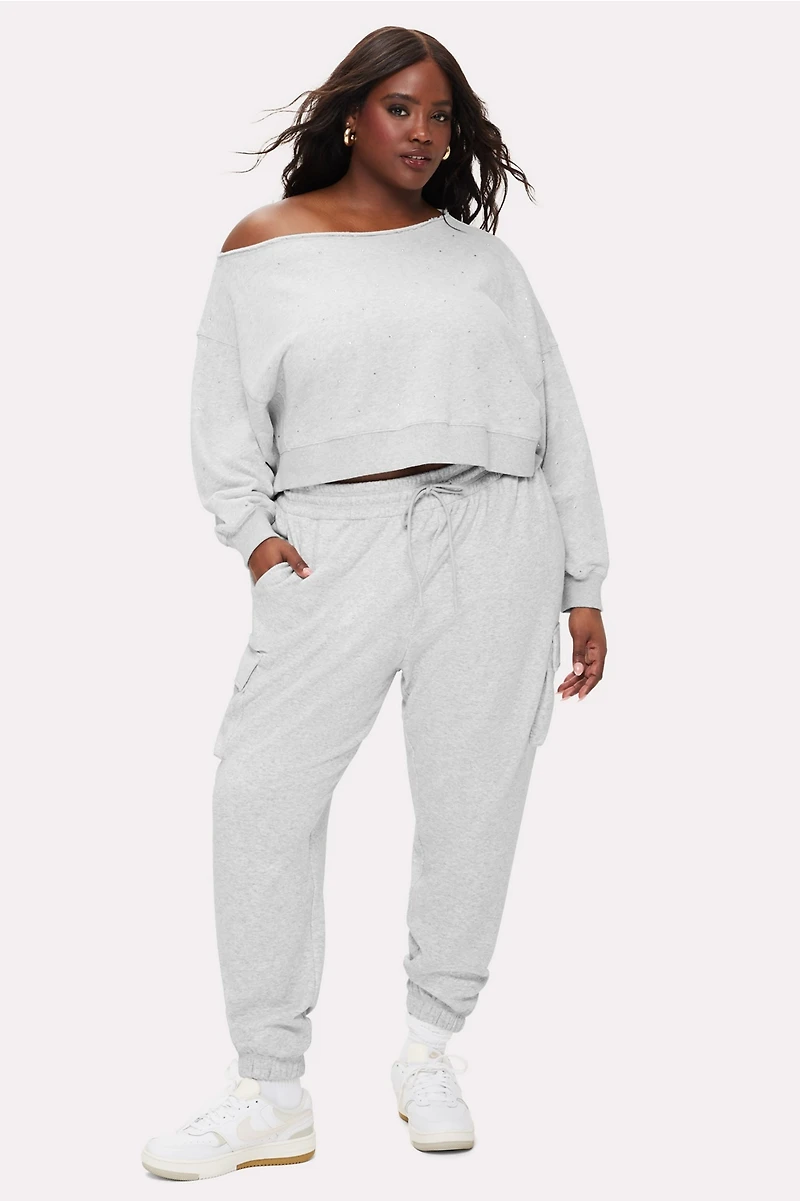 Bling Thing Off-The-Shoulder Sweatshirt