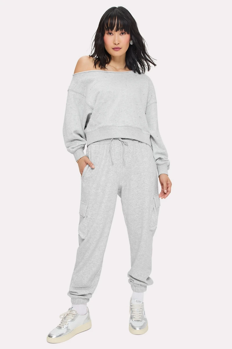 Bling Thing Off-The-Shoulder Sweatshirt