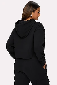 Cozy Fleece Starry Cropped Hoodie