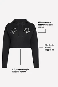 Cozy Fleece Starry Cropped Hoodie