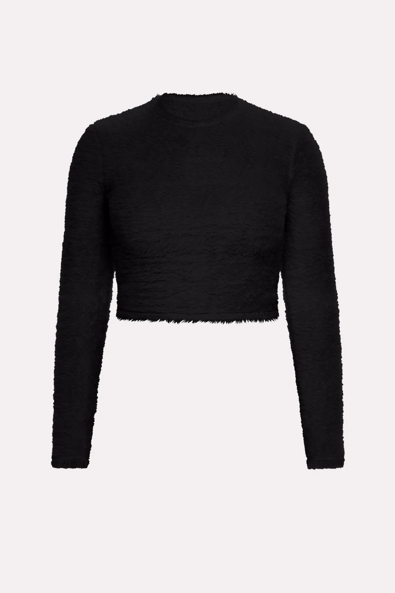 Fuzz Me Long Sleeve Cropped Top
