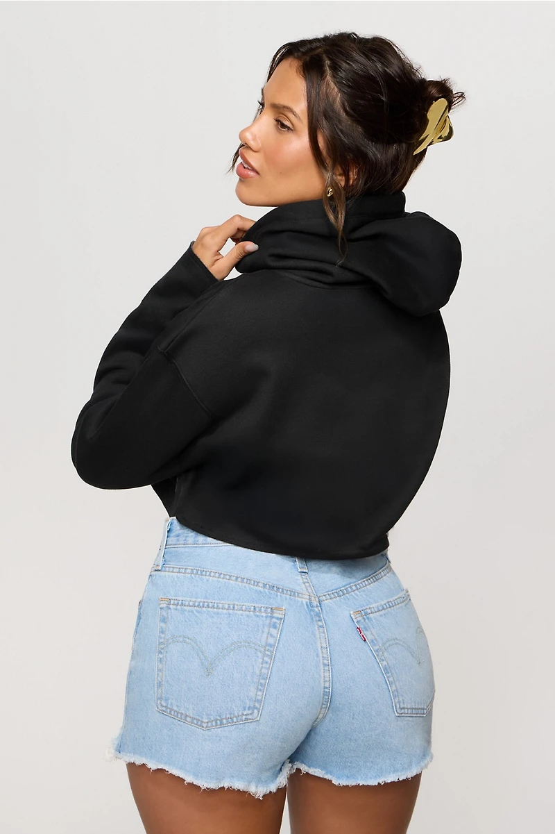 Cozy Fleece Cherry Cropped Hoodie