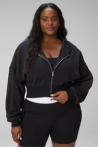 Year Round Terry Cropped Full-Zip Hoodie