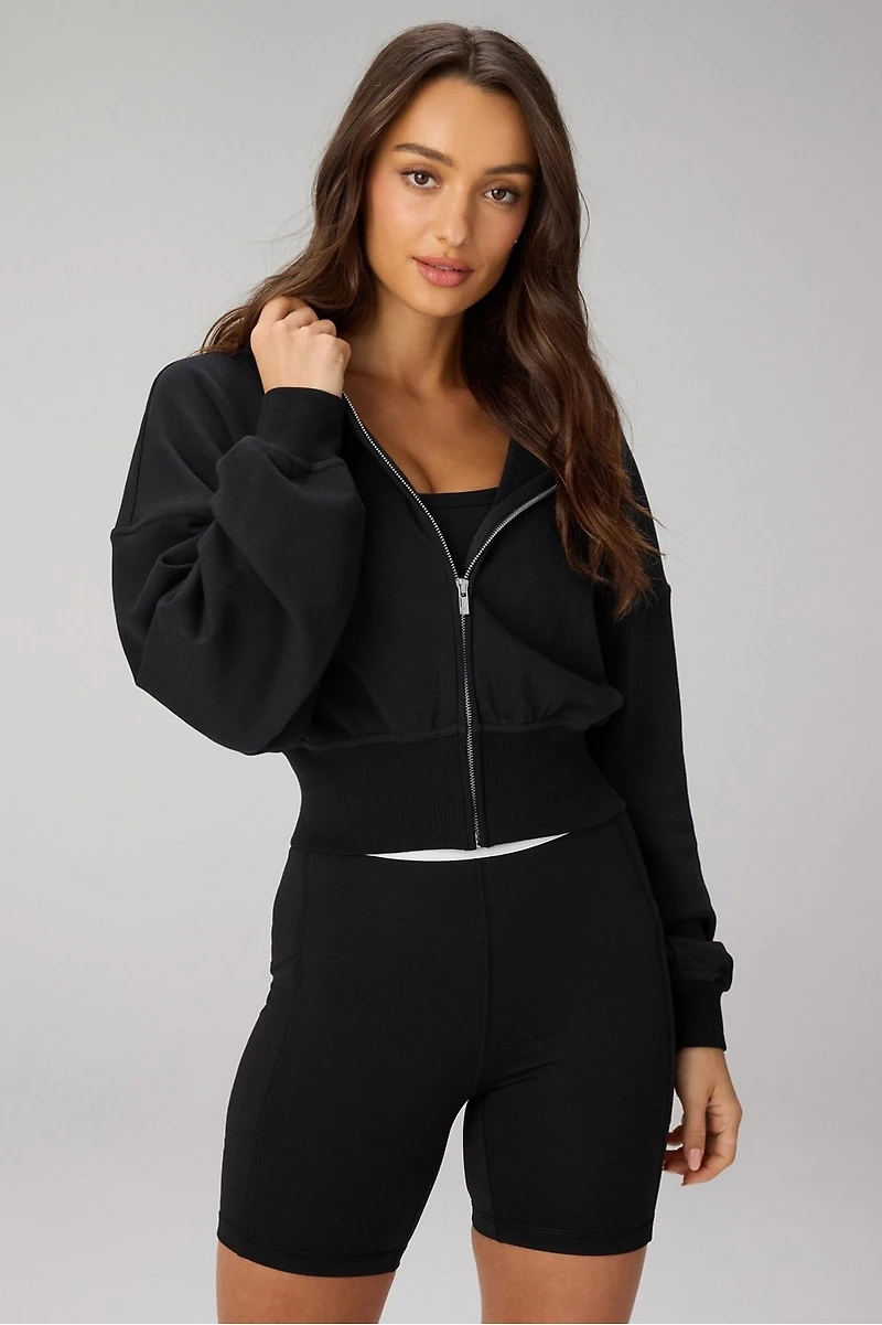 Year Round Terry Cropped Full-Zip Hoodie