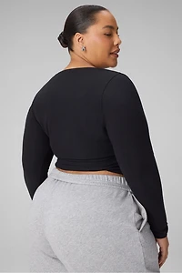 Modal Rib V-Neck Crop L/S Top