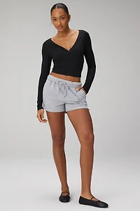 Modal Rib V-Neck Crop L/S Top