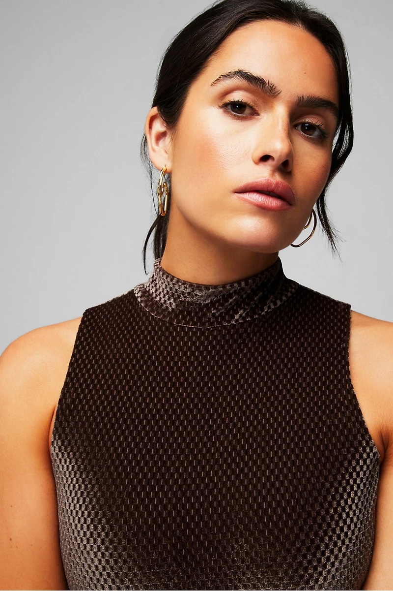 Velour Mock-Neck 7/8 Jumpsuit