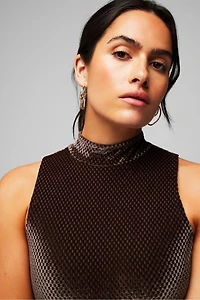Velour Mock-Neck 7/8 Jumpsuit