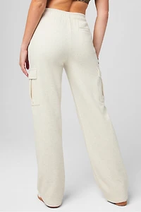 Cozy Fleece Wide Leg Cargo Sweatpant