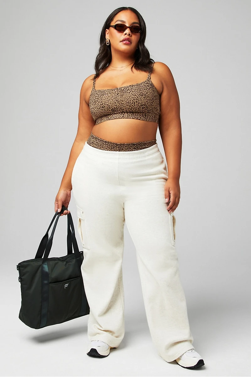 Cozy Fleece Wide Leg Cargo Sweatpant