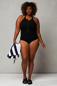 High Tide Zip-Front One-Piece Swimsuit