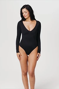 Zip-Front Long Sleeve One-Piece Swimsuit