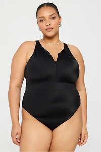 Zip-Front One-Piece Swimsuit