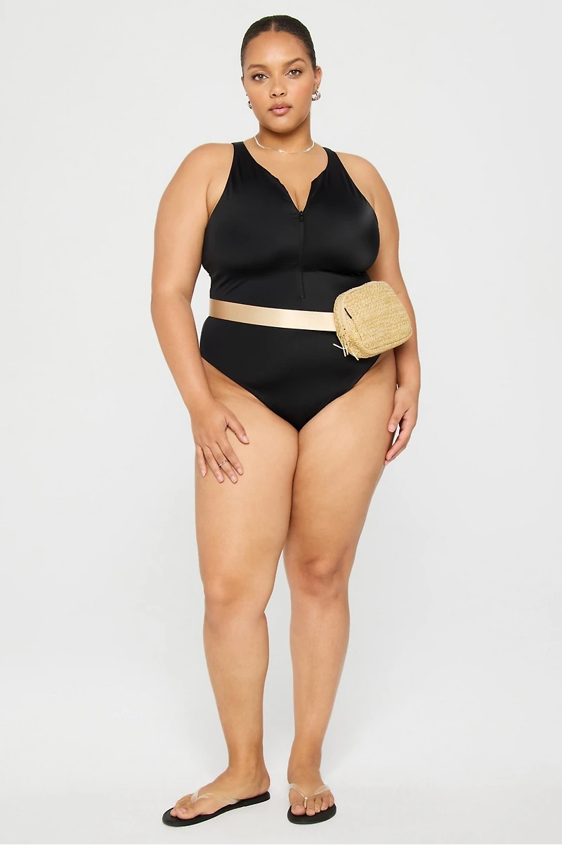 Zip-Front One-Piece Swimsuit
