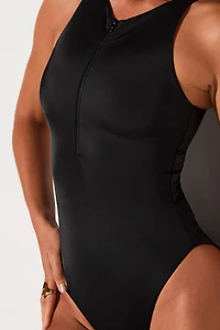 Zip-Front One-Piece Swimsuit