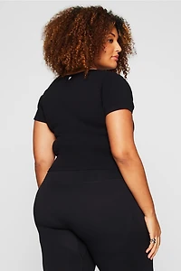 Sleek Seamless Scoop Neck Short-Sleeve Top