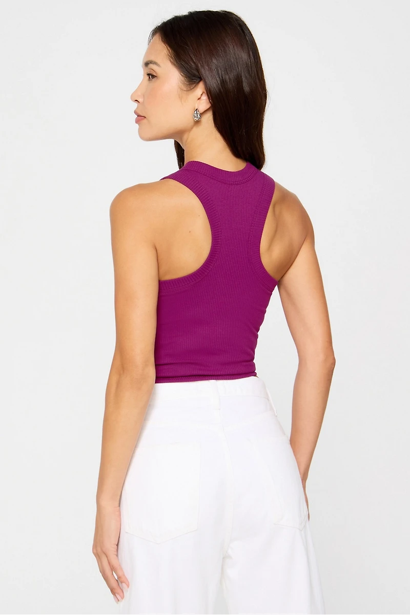 High Neck Rib Built-In Bra Tank
