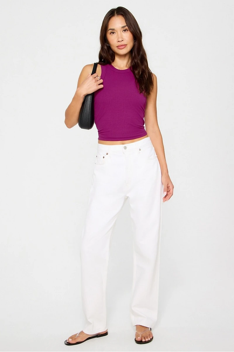 High Neck Rib Built-In Bra Tank
