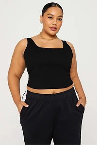 Daily Rib Cropped Square Neck Tank
