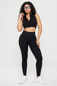 Sleek Seamless Zip Crop Top
