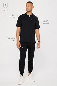 All-Day Scrub Zip Polo