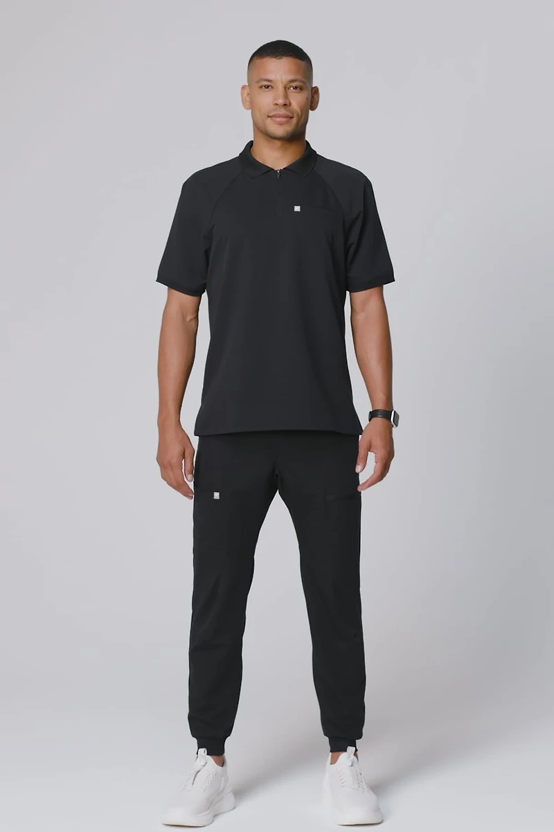 All-Day Scrub Zip Polo