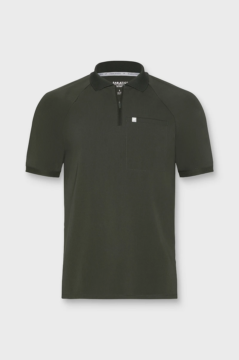All-Day Scrub Zip Polo